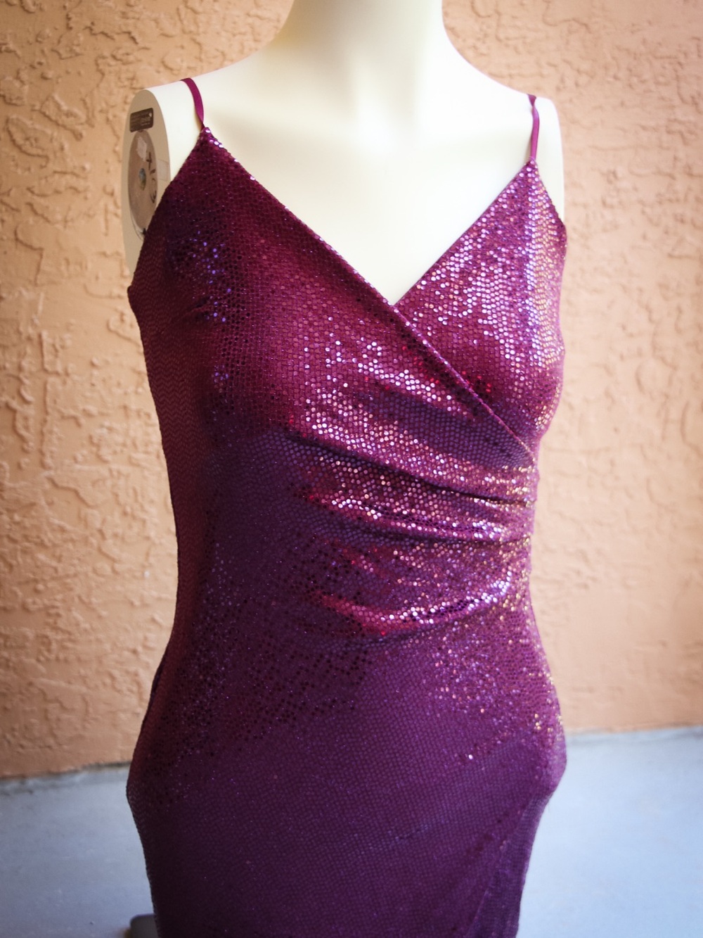Sequined V-Neck Slip Dress - Purple